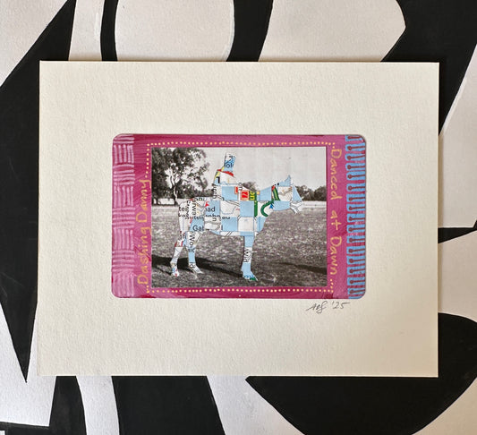 Dashing Danny — original mixed-media collage on a playing card by Amanda O'Sullivan.